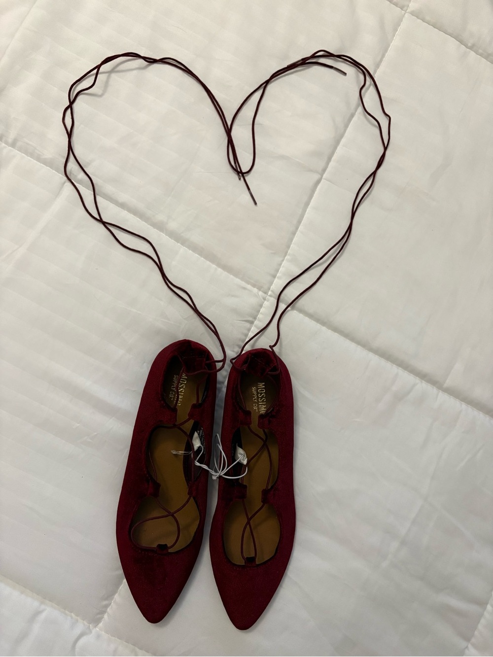 Mossimo Supply Co. Burgundy Velvet Lace-Up Pointed-Toe Flats